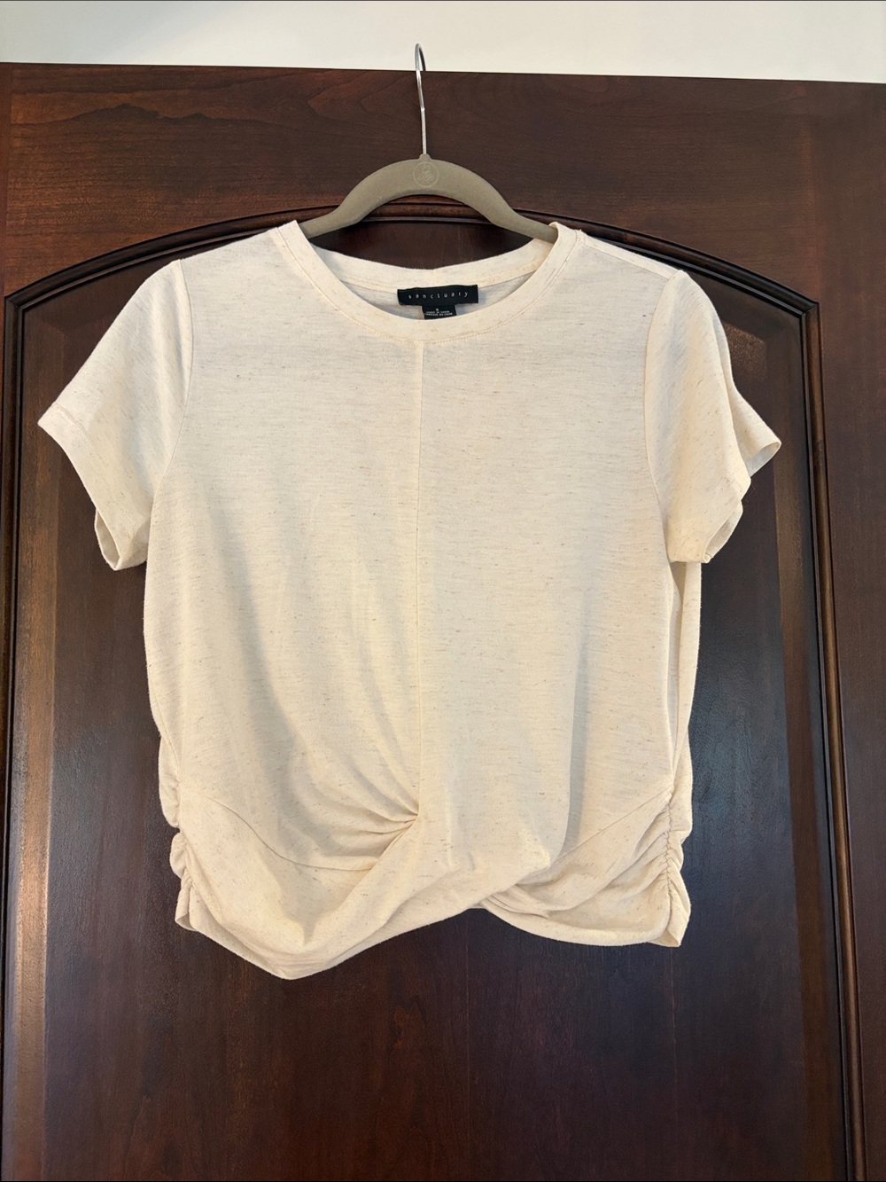Sanctuary Cream Twist-Front Short Sleeve Tee